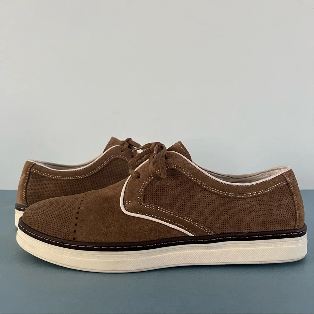 Johnston & Murphy Denby Camel Brown Suede Cap Toe Lace Up Oxford‎ Shoes